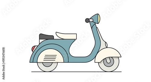 Vintage Style Blue Motor Scooter Vehicle.