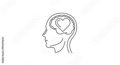 Heart in a human head profile.