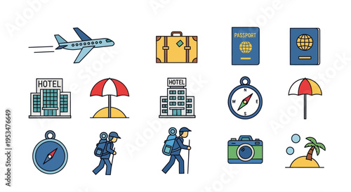Travel icons and symbols collection.