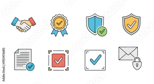 Security icons with check marks.