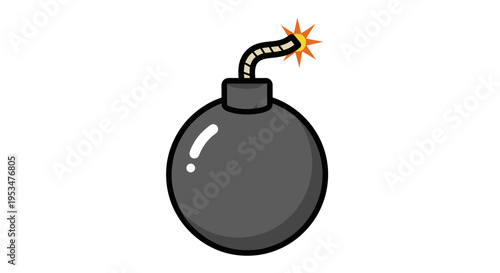 Cartoon bomb with lit fuse exploding.