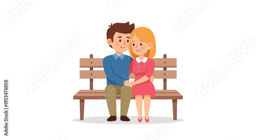 Couple sitting on a bench together.