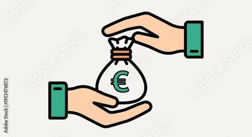 Hands holding euro money bag.