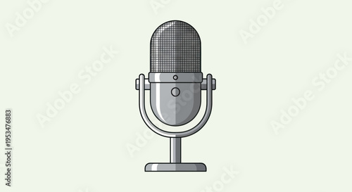 Vintage Radio Microphone Illustration Closeup.