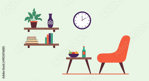 Mid Century Modern Orange Armchair Furniture.