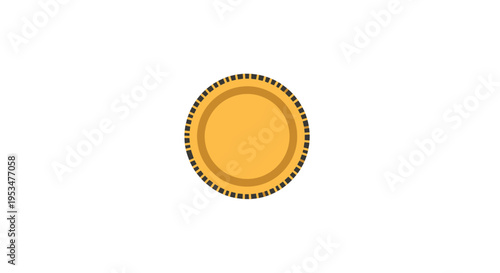 Yellow coin with black dots.