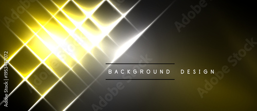 Bright geometric pattern. Golden lines intersect, creating radiant effect. Dark background enhances luminosity, modern design element.