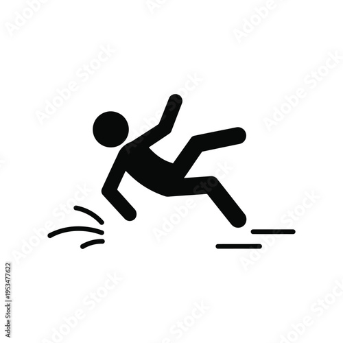 Person slipping on surface with arms outstretched in accident