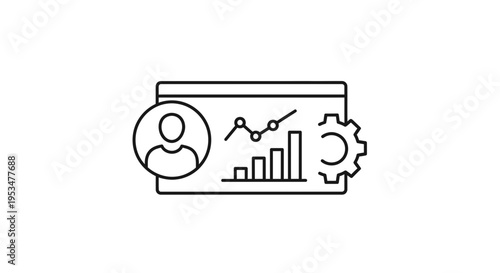 Business analytics dashboard with user profile and gear icon, data visualization