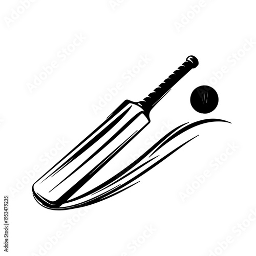 Fluid Calligraphic Abstraction of Cricket Bat and Ball in Motion