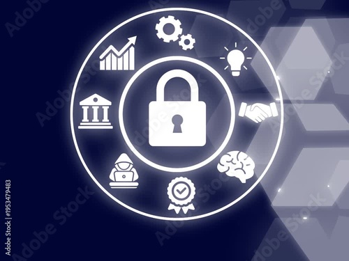 Cyber security data protection business technology privacy concept.
 technology abstract background of animation. Close up of an eye focusing on Cyber Security concept on a futuristic screen