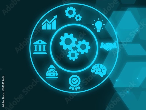 Business, Technology, Internet and network concept. Automation Software Technology Process System. technology abstract background of animation.
