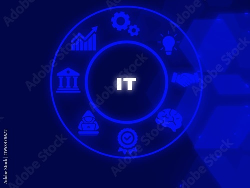 IT consultant presenting tag cloud about information technology technology abstract background of animation.
