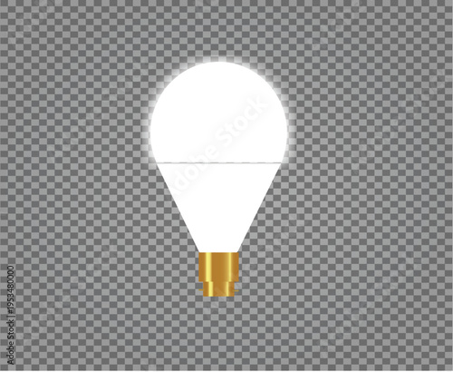 Modern glowing LED light bulb bayonet base on transparent background