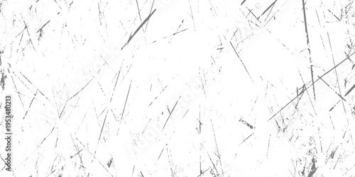 Abstract white grunge background with random fine scratch marks and scattered black lines, subtle distressed texture, minimal industrial style, clean yet worn high-resolution scratch wall backdrop.