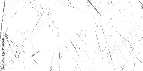 Abstract white grunge background with random fine scratch marks and scattered black lines, subtle distressed texture, minimal industrial style, clean yet worn high-resolution scratch wall backdrop.