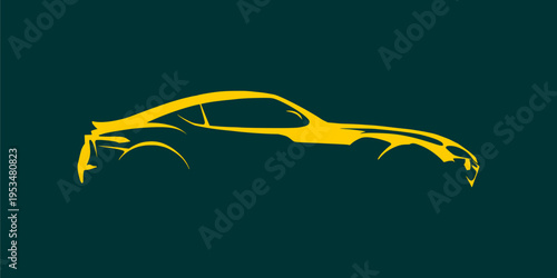 Professional Automotive Logo Featuring a Yellow Sport Car Silhouette on a Dark Background.