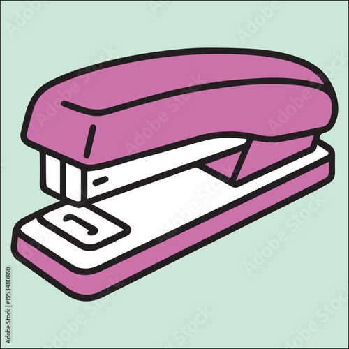 Colorful vector illustration of a stapler in simple cartoon style, isolated on a soft background. Ideal for office, school, stationery, and workplace design concepts
