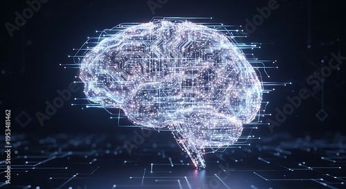 Artificial Intelligence Brain Abstract Concept Futuristic Circuit Board Digital Network Big Data Processing Computer Technology