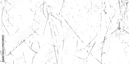 Abstract white grunge background with random fine scratch marks and scattered black lines, subtle distressed texture, minimal industrial style, clean yet worn high-resolution scratch wall backdrop.