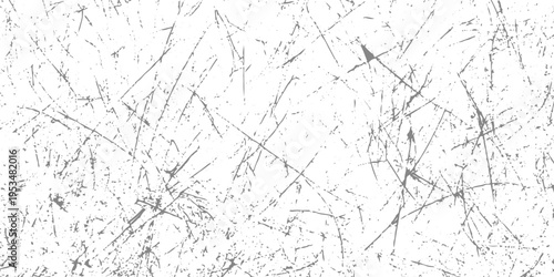Abstract white grunge background with random fine scratch marks and scattered black lines, subtle distressed texture, minimal industrial style, clean yet worn high-resolution scratch wall backdrop.