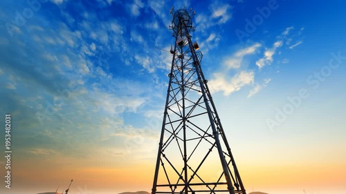5G base station signal towers in the desert