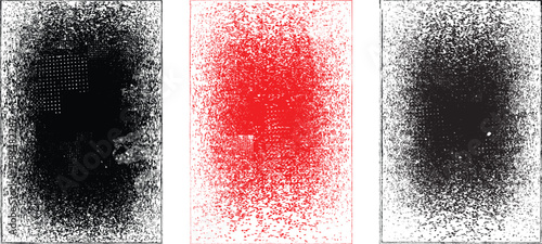 Frame distorted grungy isolated layers . Design element for brochure, social media, posters, flyers. Overlay texture.Textured banner with Distress effect .Vector halftone dots . Screen print texture