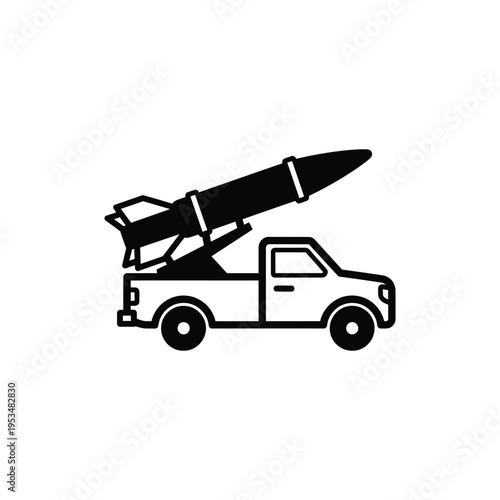 A large missile is launched from a truck on the road