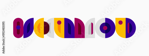 Colorful abstract typography spells Mood. Shapes form letters, creating playful visual identity. Minimalist design, bright palette.