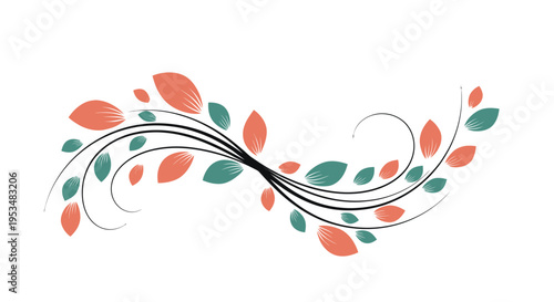 Colorful leaves on black vines.