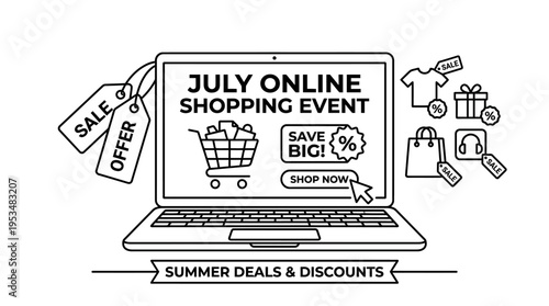 Online Shopping Event in Black and White