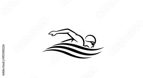 Swimmer in Swimming Stroke Motion.