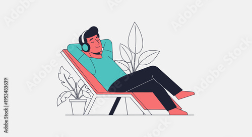 Woman Relaxing on Deck Chair Outdoors.