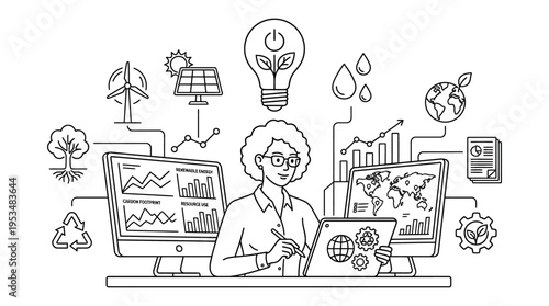 Woman Analyzing Data Related to Environmental Sustainability