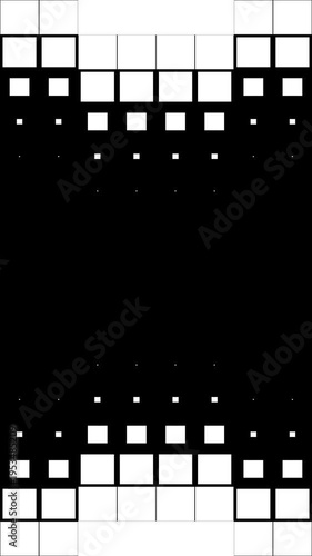 Abstract Geometric Pixel Transition Technology on Black and White Background. 4K