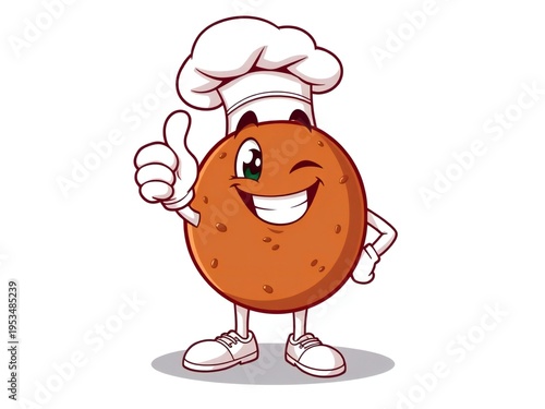 Cheerful cartoon tomato character giving a thumbs-up in chef attire