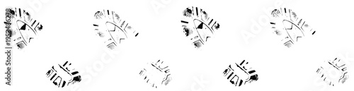 Set of Shoe Sole Footprints Isolated on White Background.