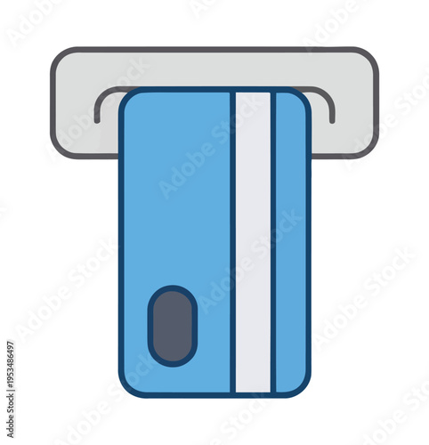Vector of a credit card being inserted into a modern card reader machine