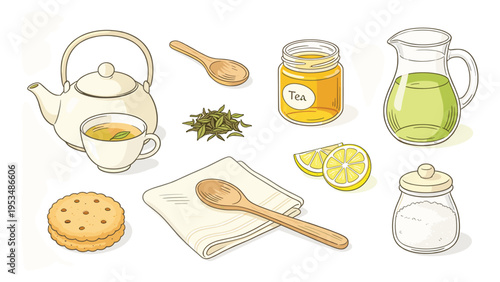 A delightful collection of tea time essentials various food and beverage elements featuring a relaxing culinary setup