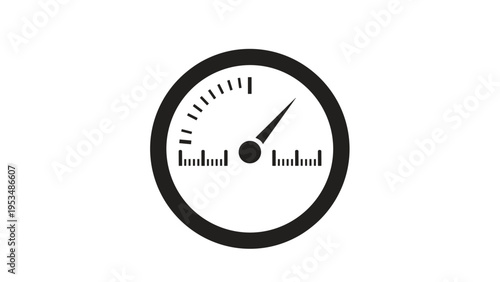 Circular gauge or speedometer icon, representing measurement, performance, speed, progress, and key performance indicators.