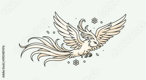 Mythical Phoenix Bird in Flight.