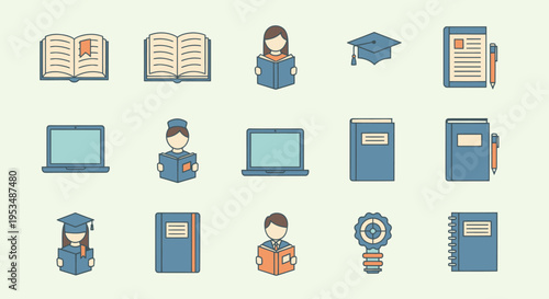 Education icons with school supplies.