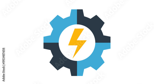Gear with lightning bolt symbol inside.