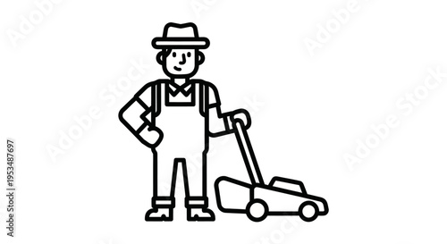 Man wearing overalls and a hat.