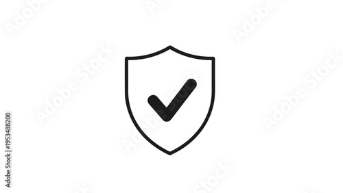 Shield with a checkmark, symbolizing security, protection, quality assurance, verification, and reliable service.