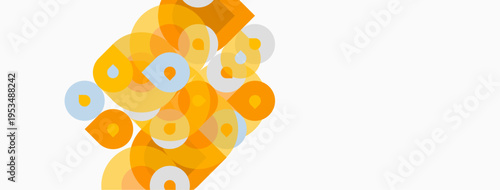 Abstract composition featuring overlapping orange circles, varying opacity, white background. Minimalist design, geometric shapes, modern aesthetic.