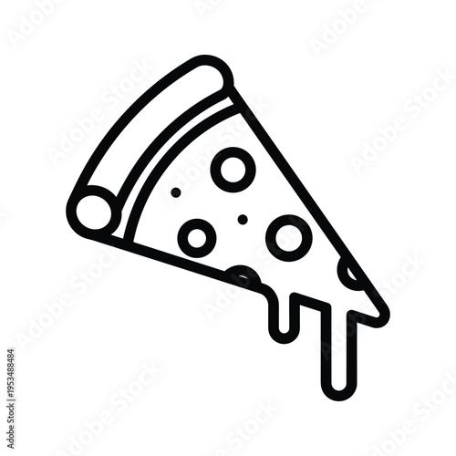 Simple Line Art Icon of a Delicious Slice of Pepperoni Pizza