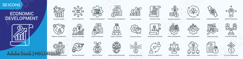 Economic Development Icon Pack Illustration Vector Outline Style