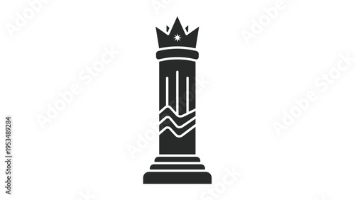 Pillar with a crown on top, symbolizing strength, foundation, support, royalty, and historical significance.