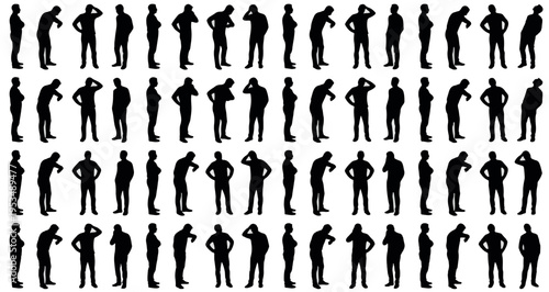 People Waiting Impatiently Silhouettes Set Pack. Editable Vector Stroke Illustration. featuring male, figure, vector, silhouette, illustration, standing, poses, man, people, human, body, shape more